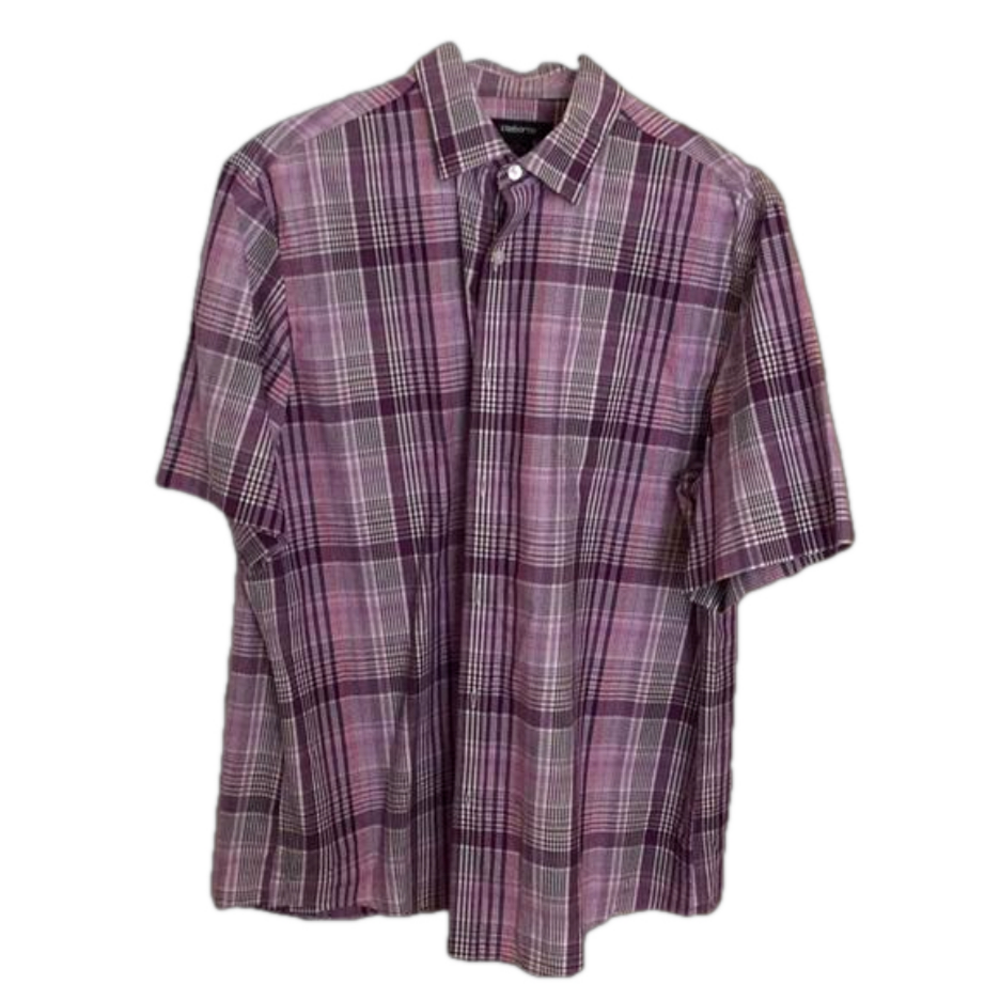 Claiborne Purple Plaid Shirt Size L